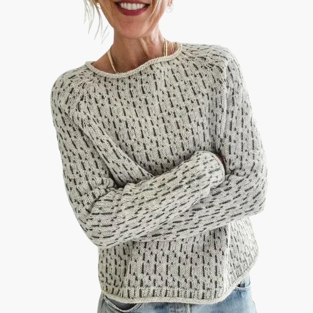 Bavane | Women's Sweater with Round Neck and Striped Pattern