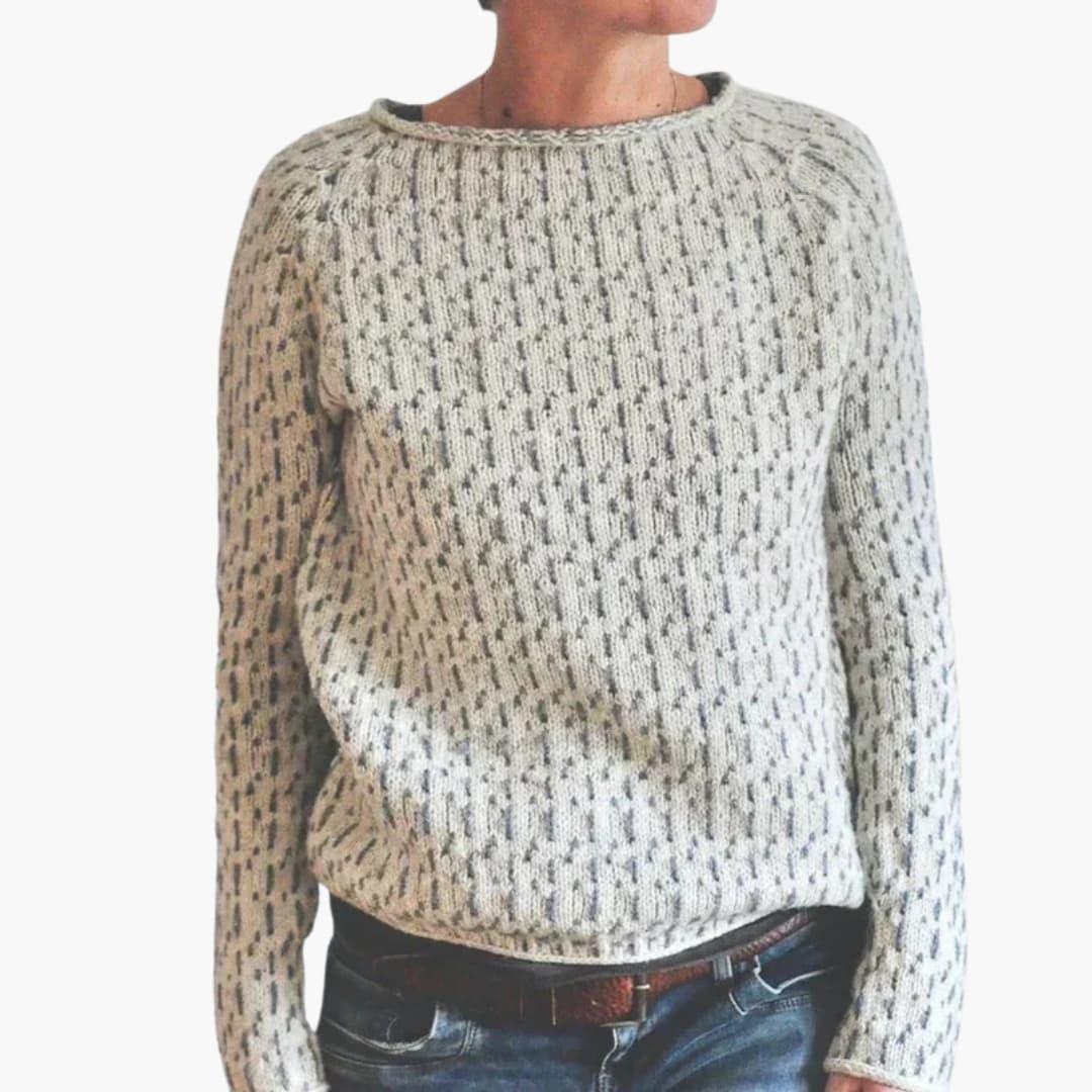 Women's Sweater with Round Neck and Striped Pattern