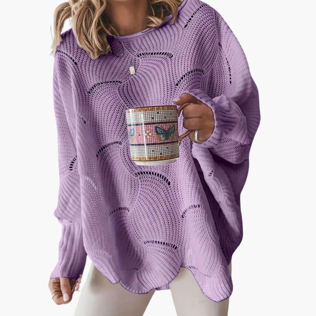 Women's Sweater with Round Neck and Loose Straight Fit