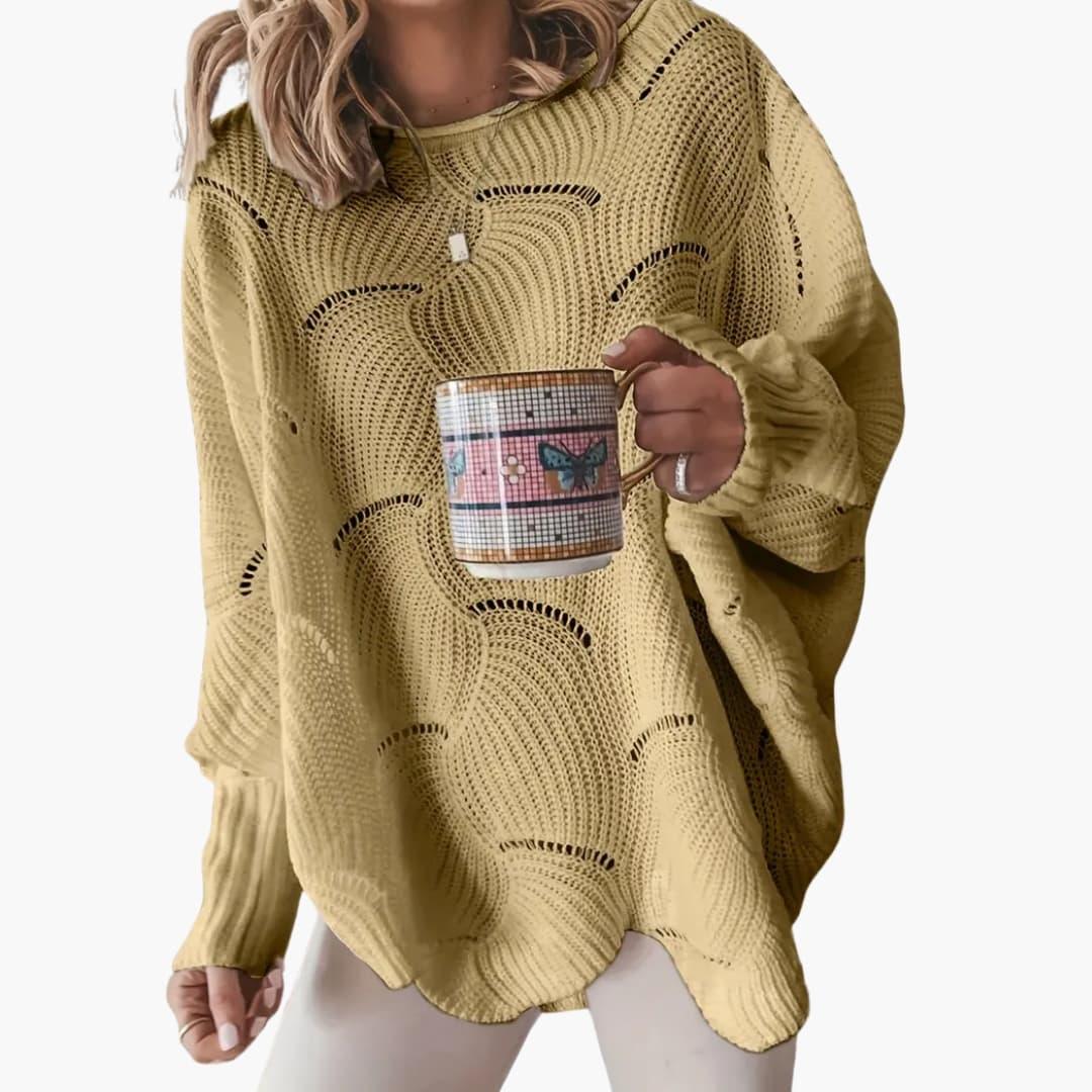Women's Sweater with Round Neck and Loose Straight Fit