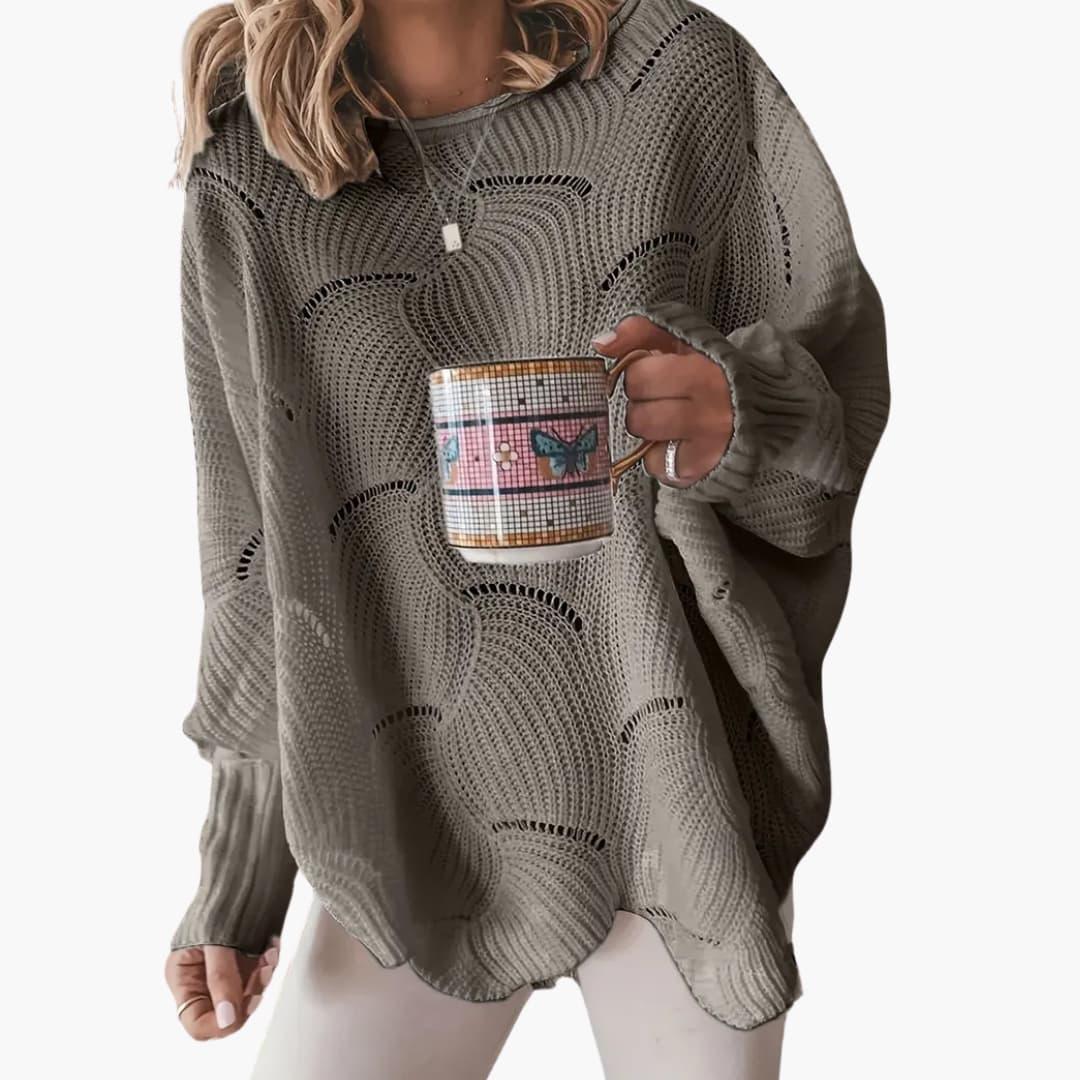 Women's Sweater with Round Neck and Loose Straight Fit
