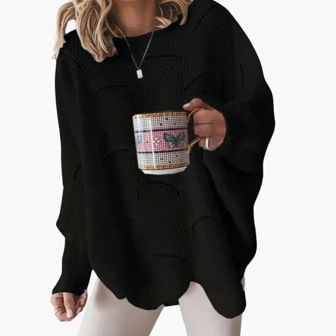 Women's Sweater with Round Neck and Loose Straight Fit
