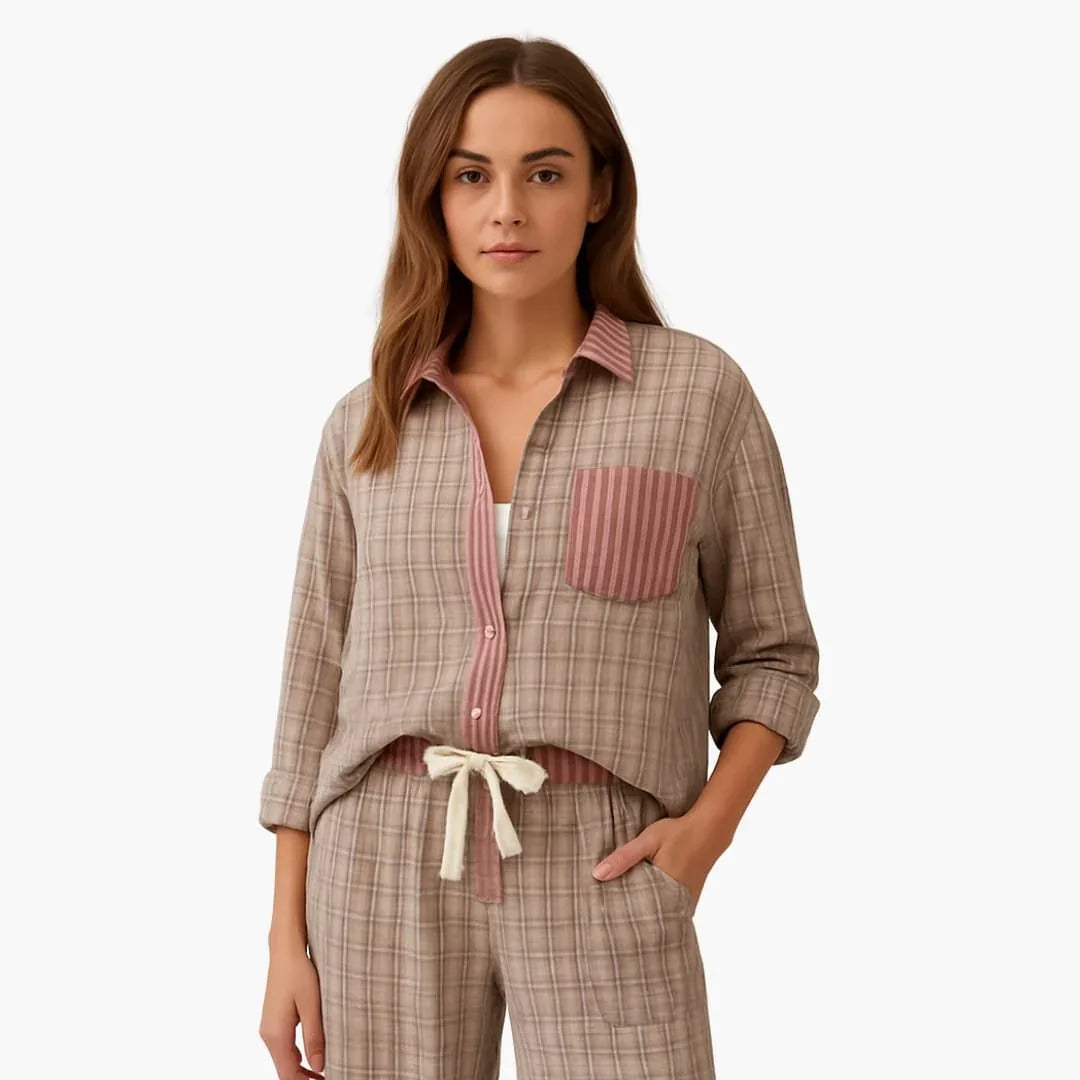 Women's Pajama Set with Striped Shirt