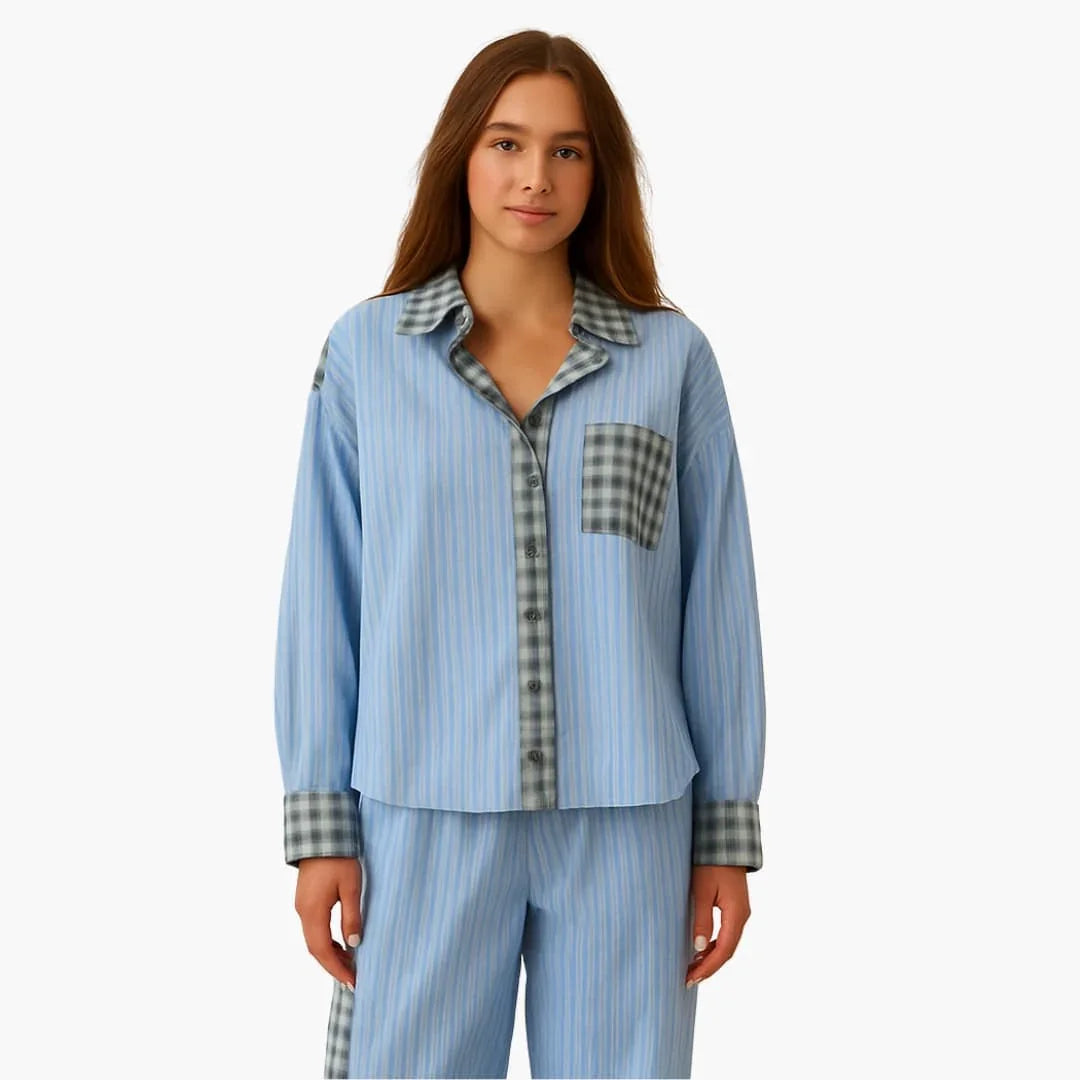 Women's Pajama Set with Striped Shirt