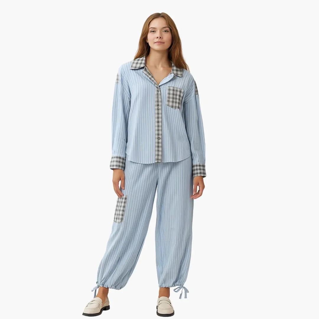 Women's Pajama Set with Striped Shirt