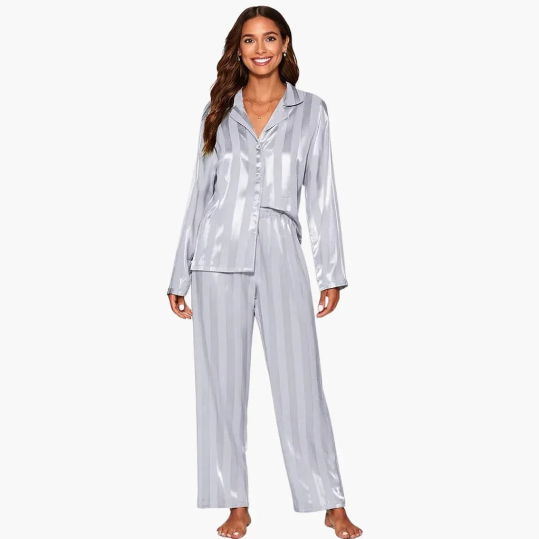 Women's Pajama Set with Button-Down Shirt and Pants