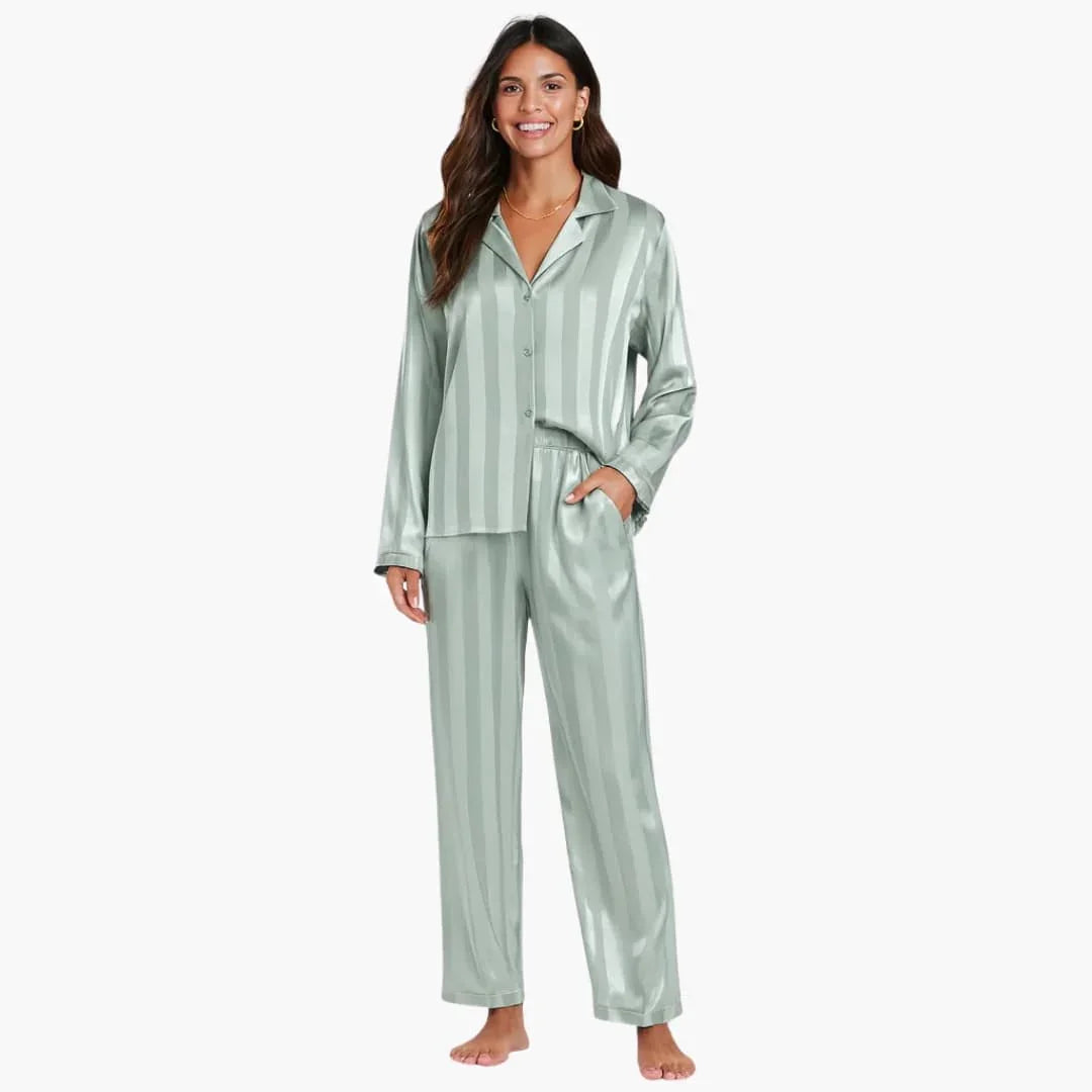 Women's Pajama Set with Button-Down Shirt and Pants