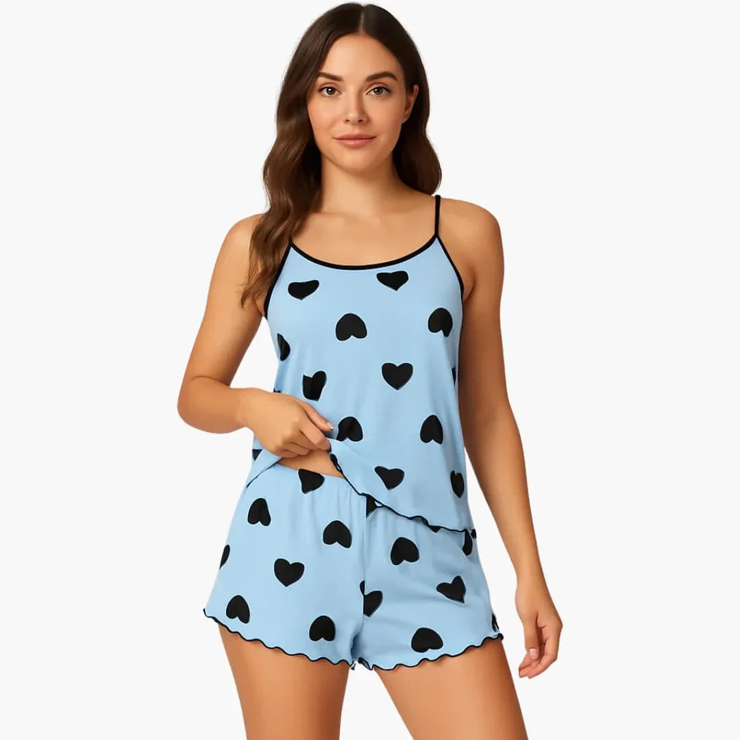 Women's Pajama Set with Short Sleeves and Shorts