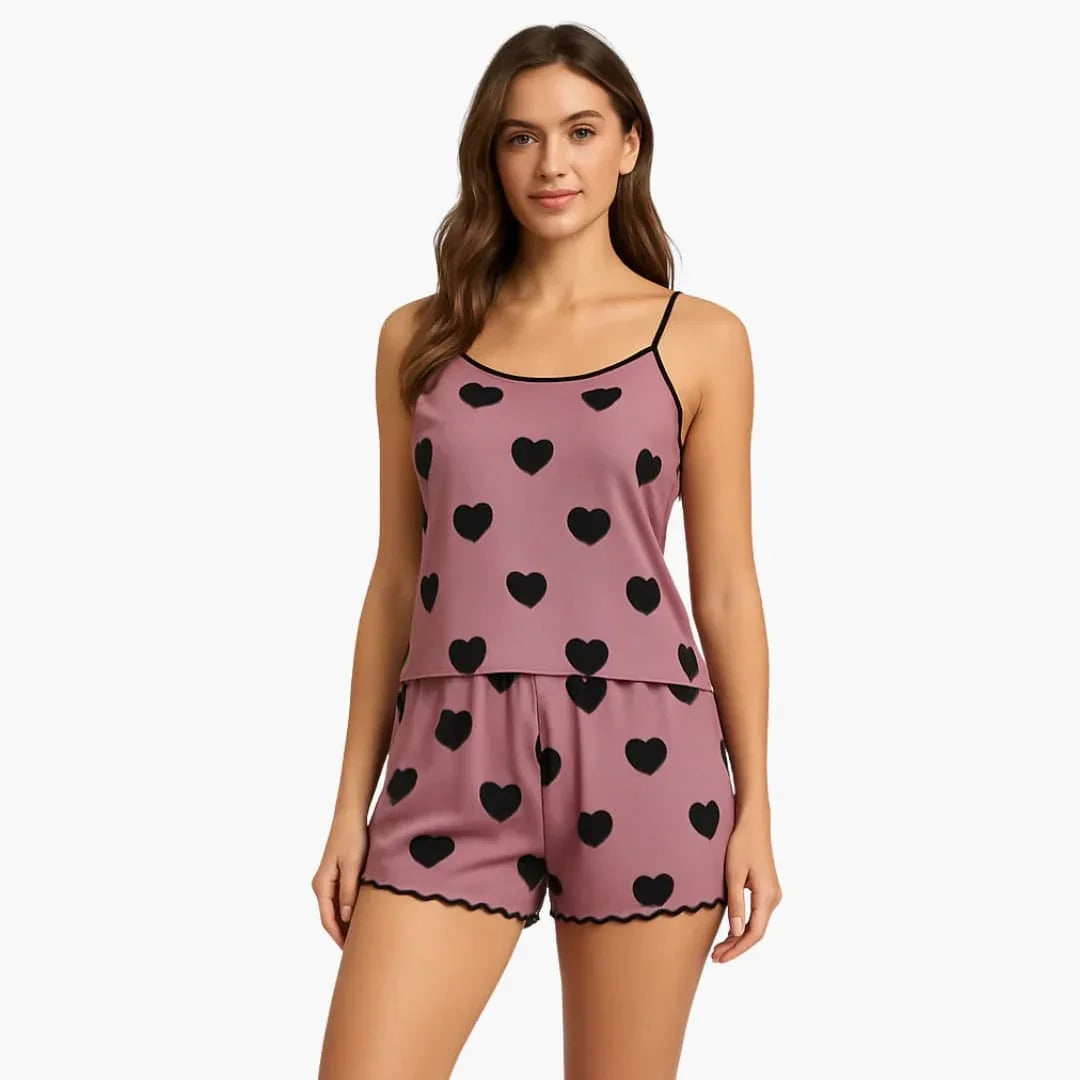Women's Pajama Set with Short Sleeves and Shorts