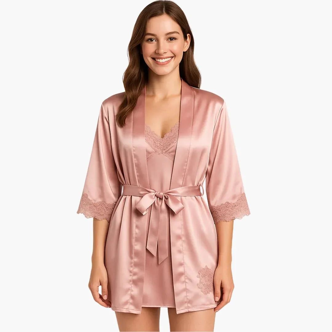 Women's Pajama Set with Robe and Shirt