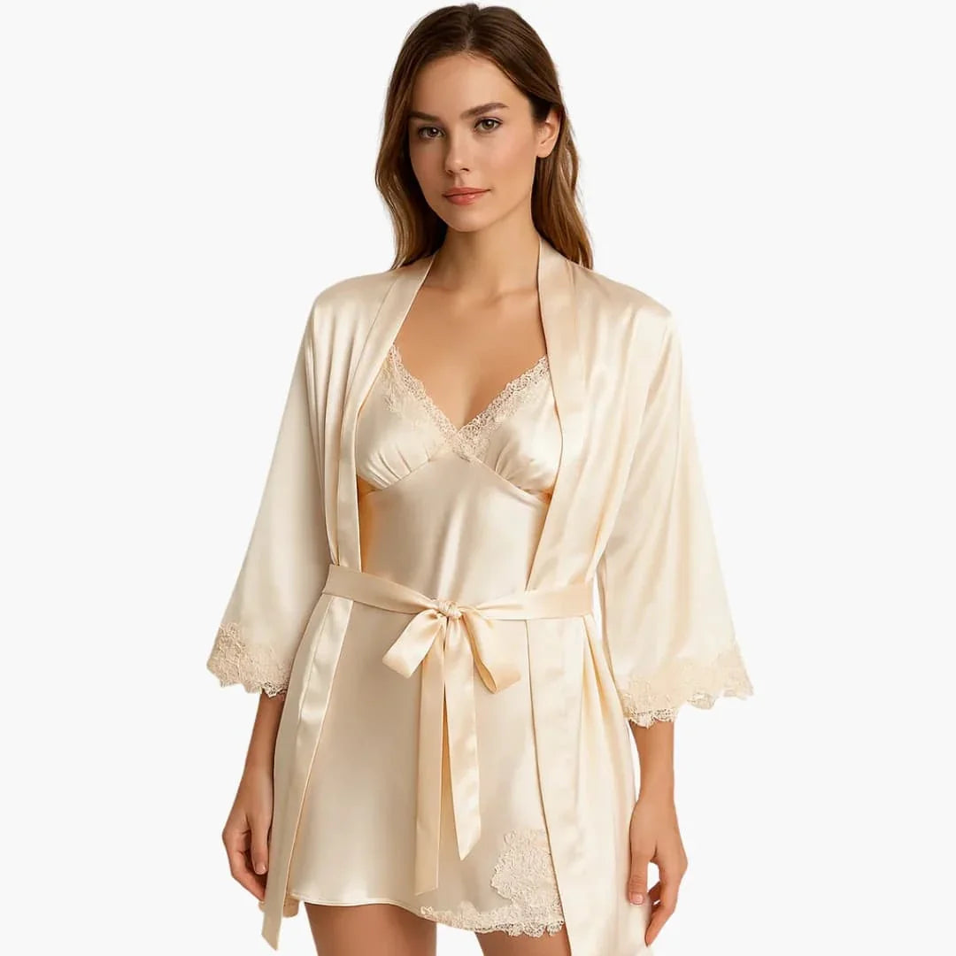 Women's Pajama Set with Robe and Shirt