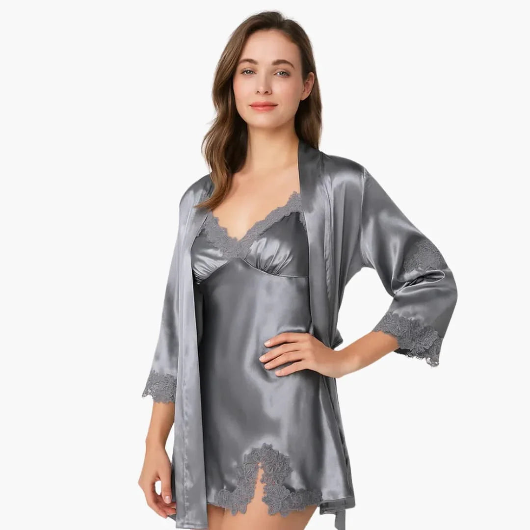 Women's Pajama Set with Robe and Shirt
