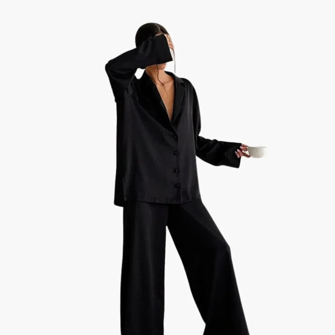 Bavane | Women's Pajama Set with Round Neck and Elastic Waistband