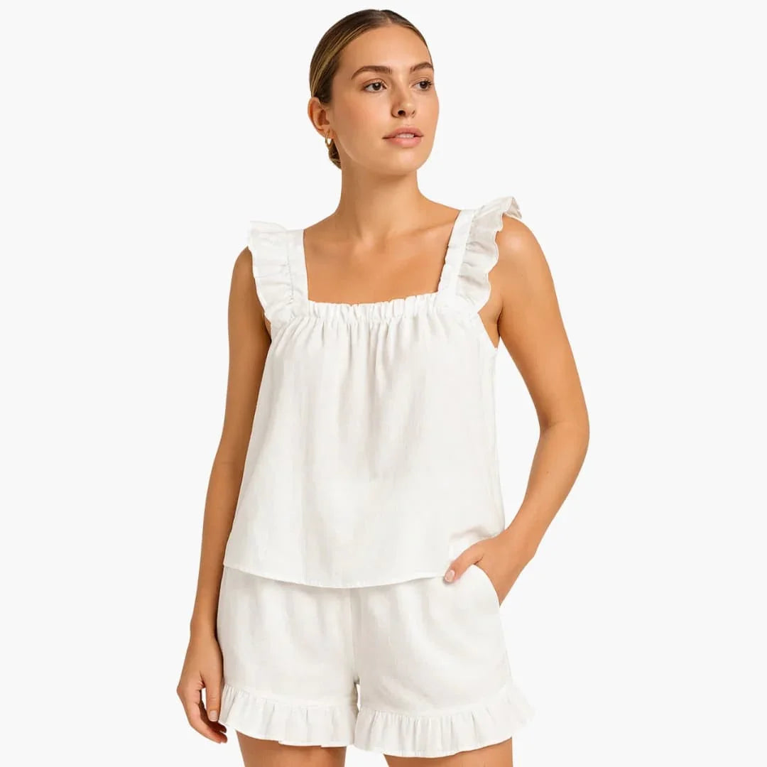 Bavane | Women's Pajama Set with Ruffled Straps and Elastic Waistband