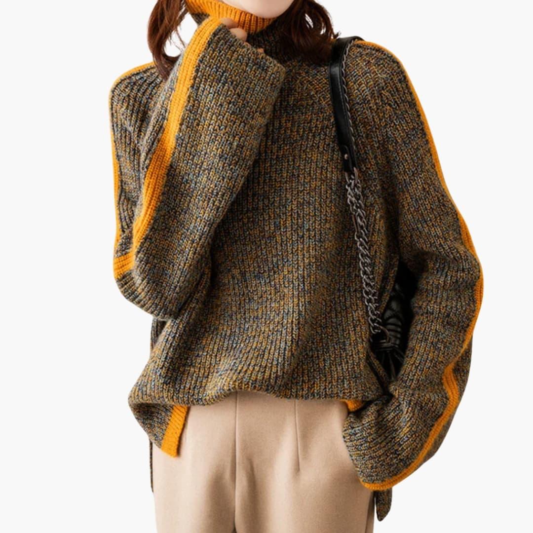 Women's Turtleneck Sweater with Stripes