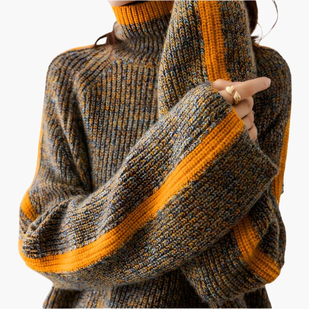 Women's Turtleneck Sweater with Stripes