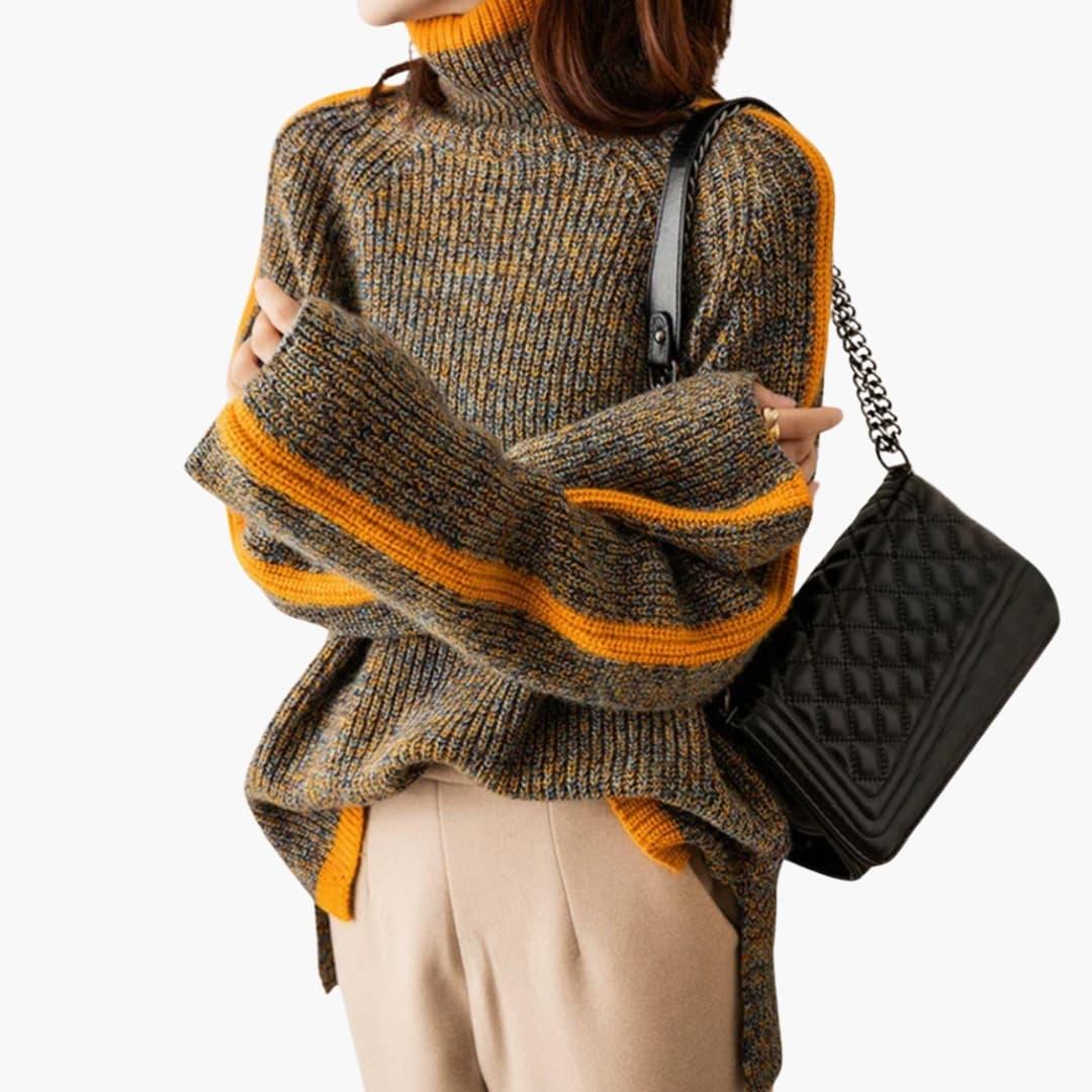 Women's Turtleneck Sweater with Stripes