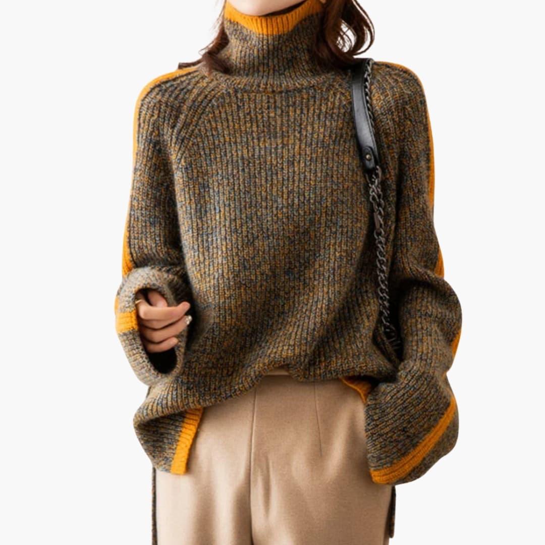 Women's Turtleneck Sweater with Stripes