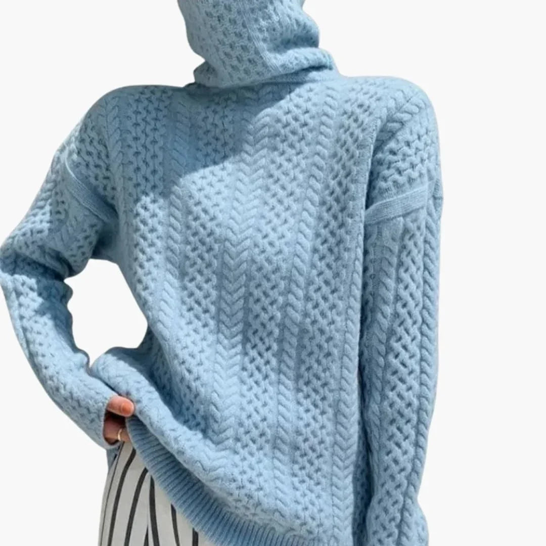 Bavane | Women's Turtleneck Sweater with Cable Knit Pattern