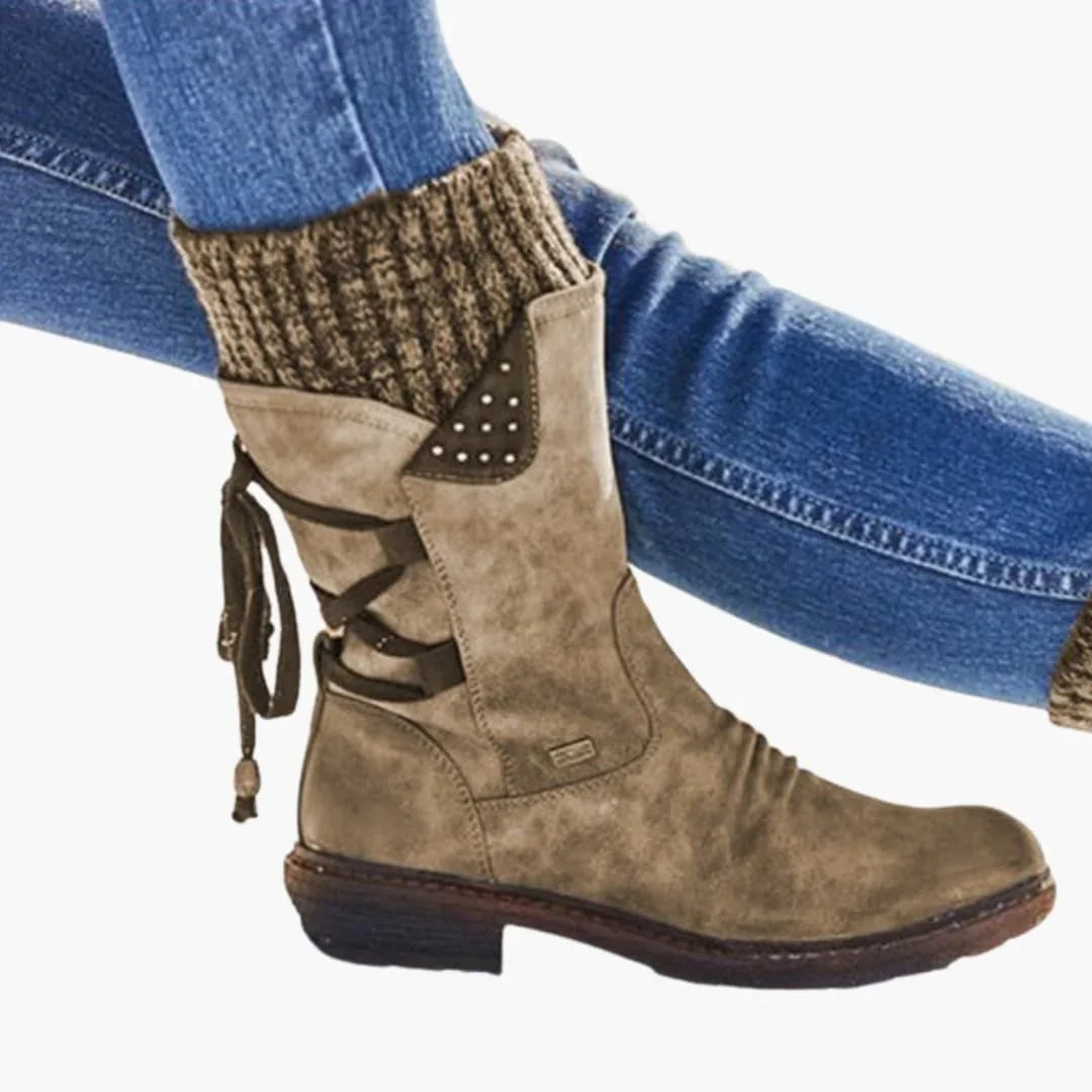 Bavane | Women's Mid-Calf Snow Boots with Lace Closure and Flat Sole