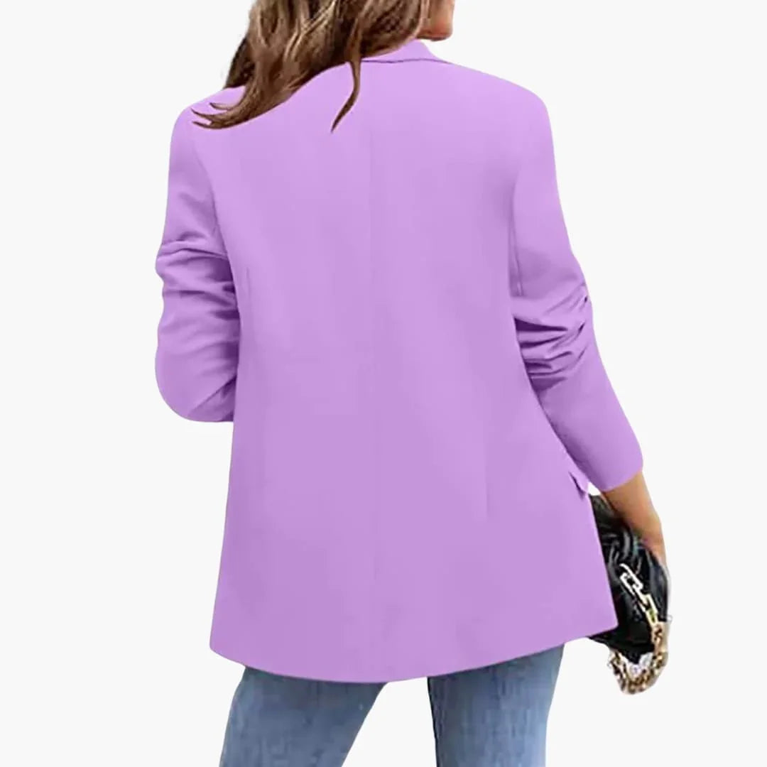 Women's Slim Fit Blazer with Notched Collar and Long Sleeves