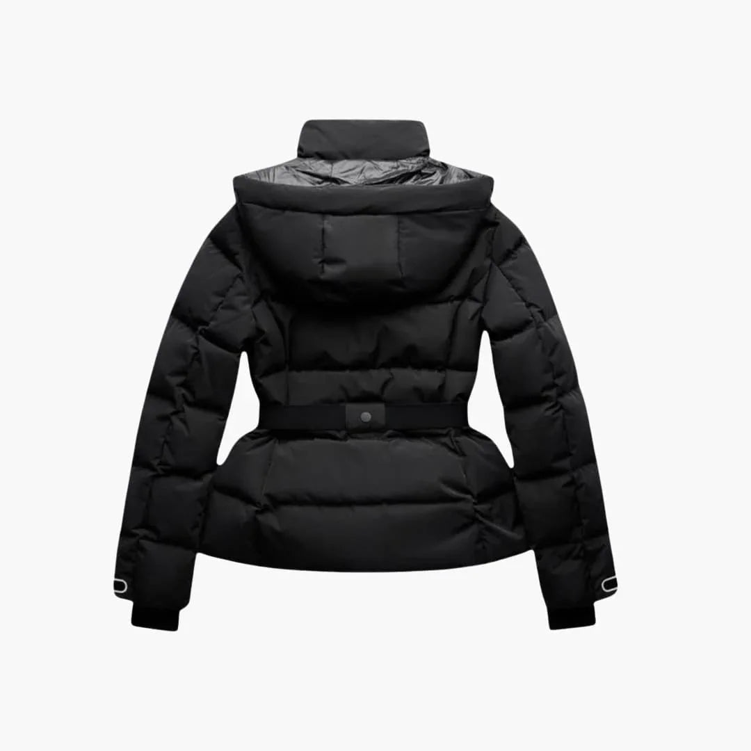 Women's Quilted Jacket with Belt and High Collar