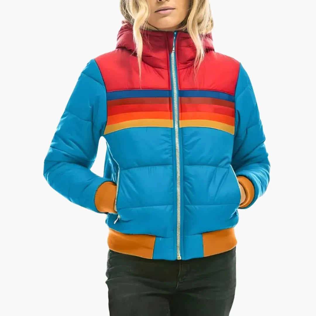 Women's Padded Jacket with Hood and Zipper