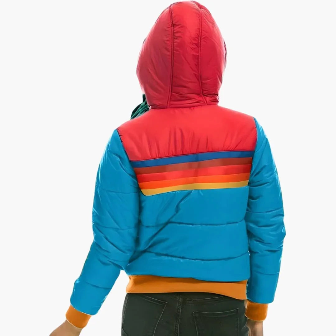 Women's Padded Jacket with Hood and Zipper