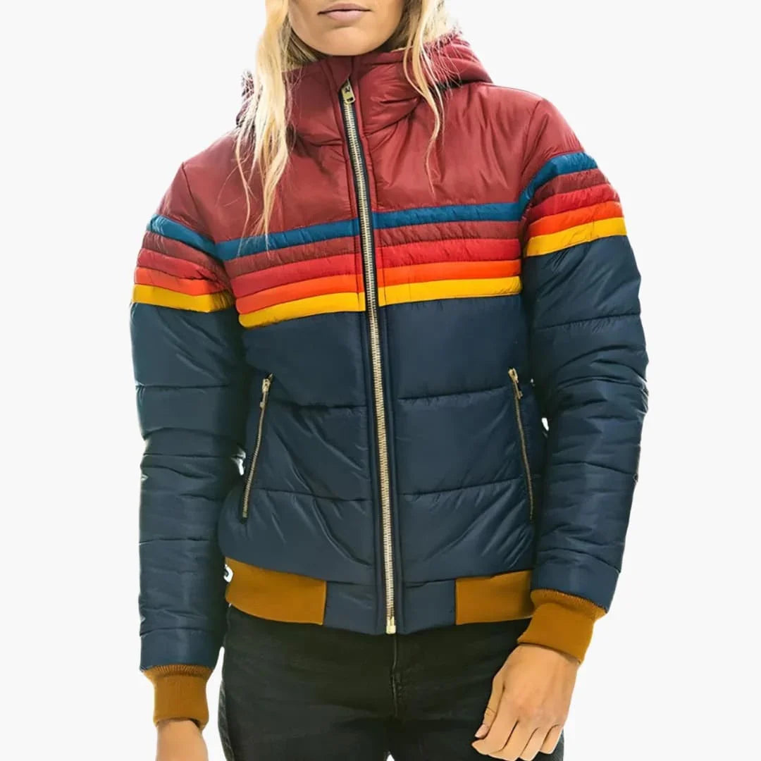 Women's Padded Jacket with Hood and Zipper