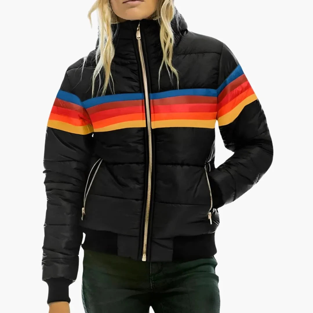 Women's Padded Jacket with Hood and Zipper