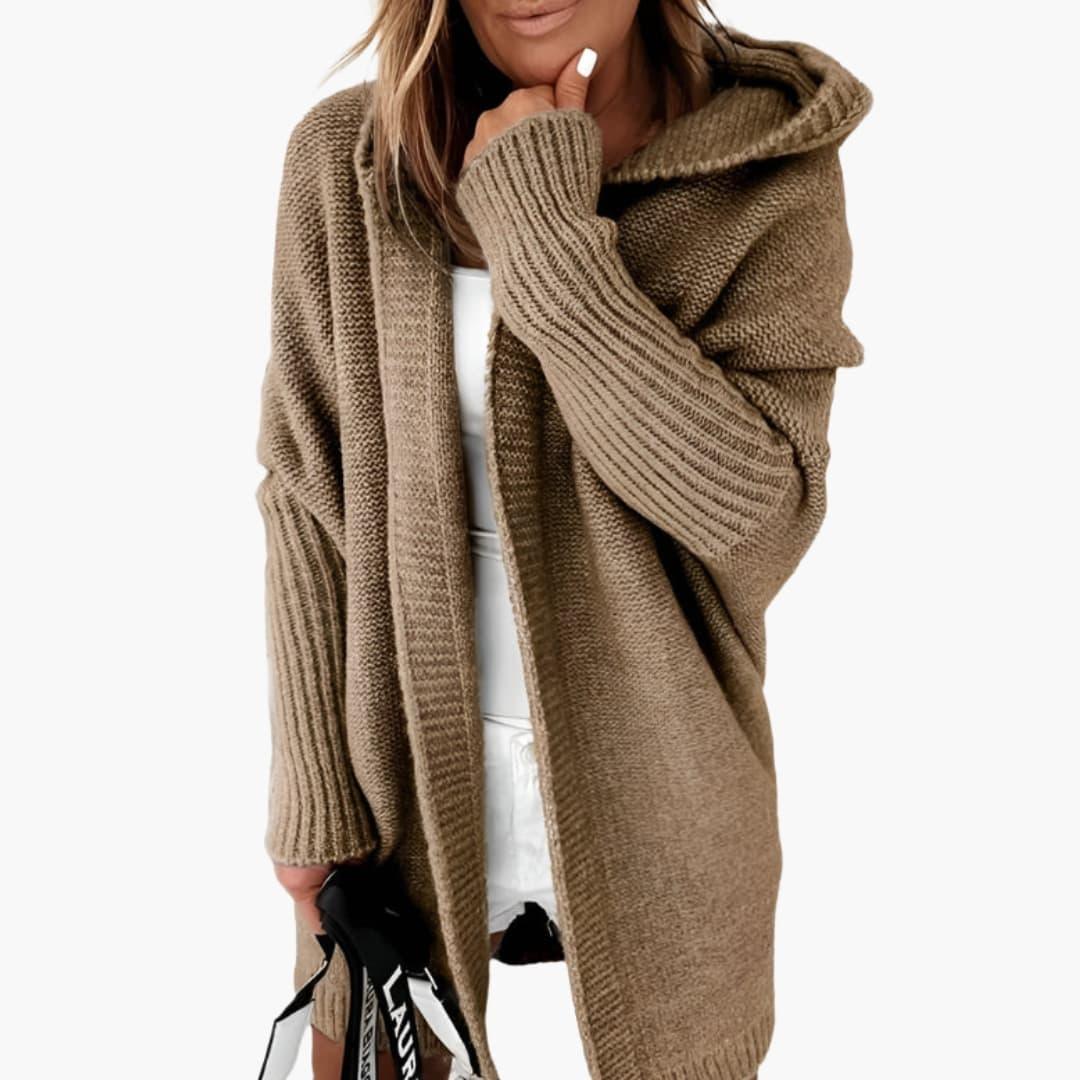 Bavane | Women's Knit Cardigan with Hood and Long Sleeves