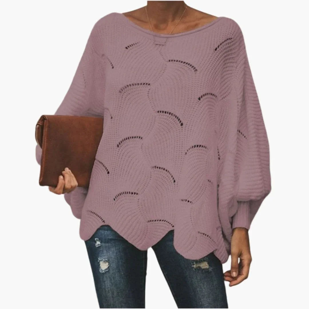 Women's Knit Sweater with Batwing Sleeves