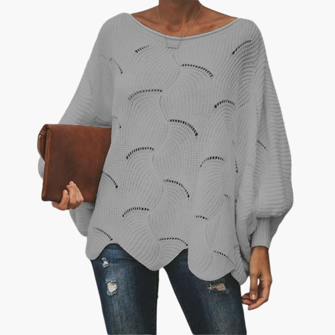 Women's Knit Sweater with Batwing Sleeves