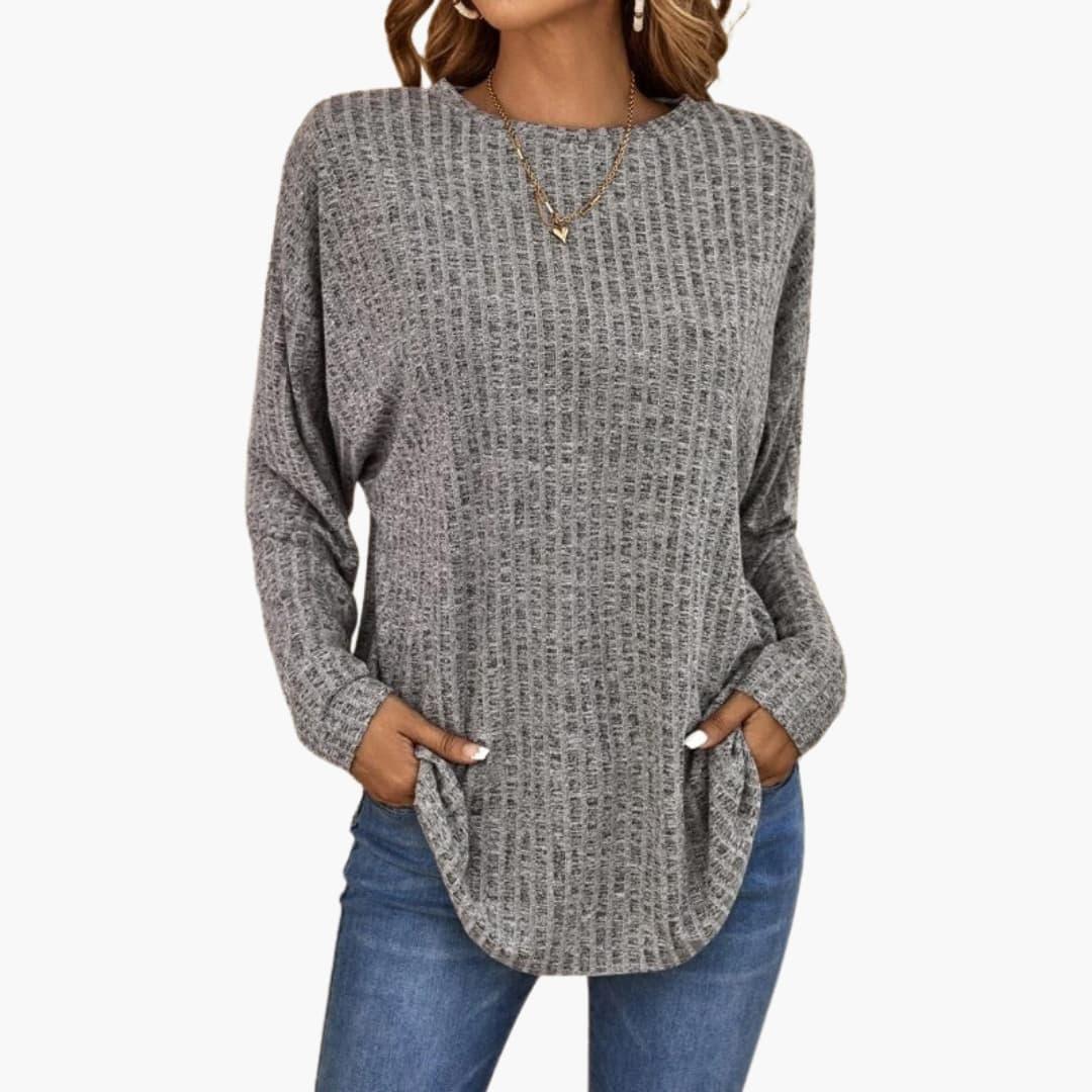 Women's Knit Sweater with Ribbed Surface