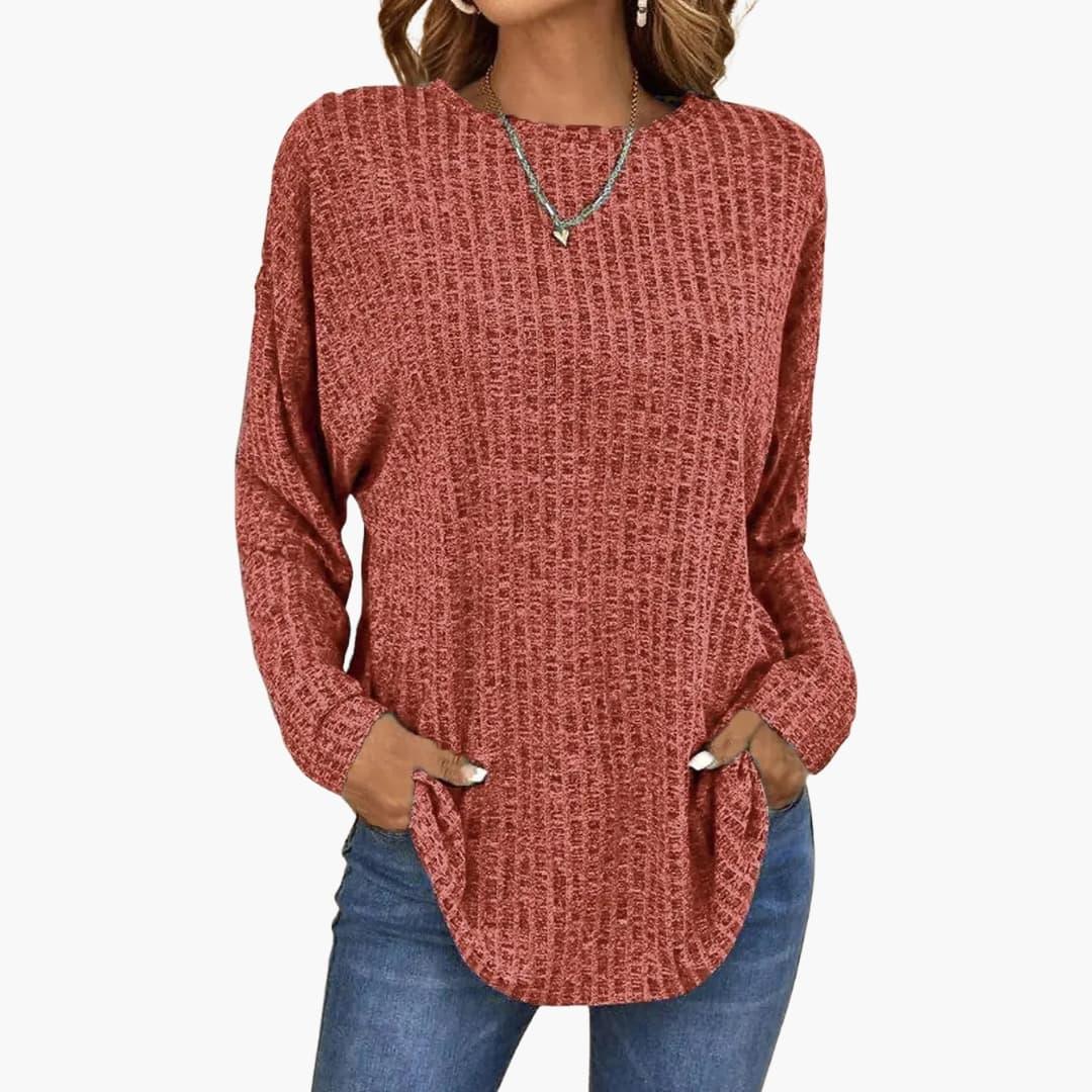 Women's Knit Sweater with Ribbed Surface