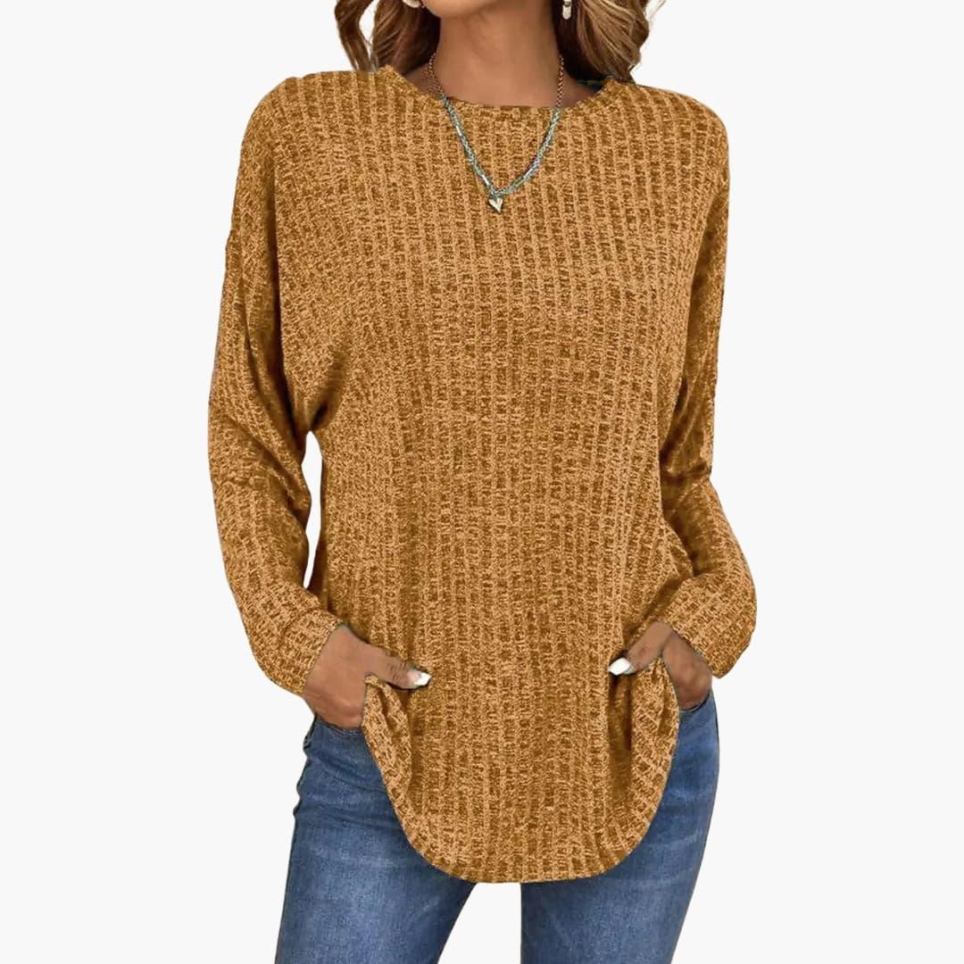 Women's Knit Sweater with Ribbed Surface