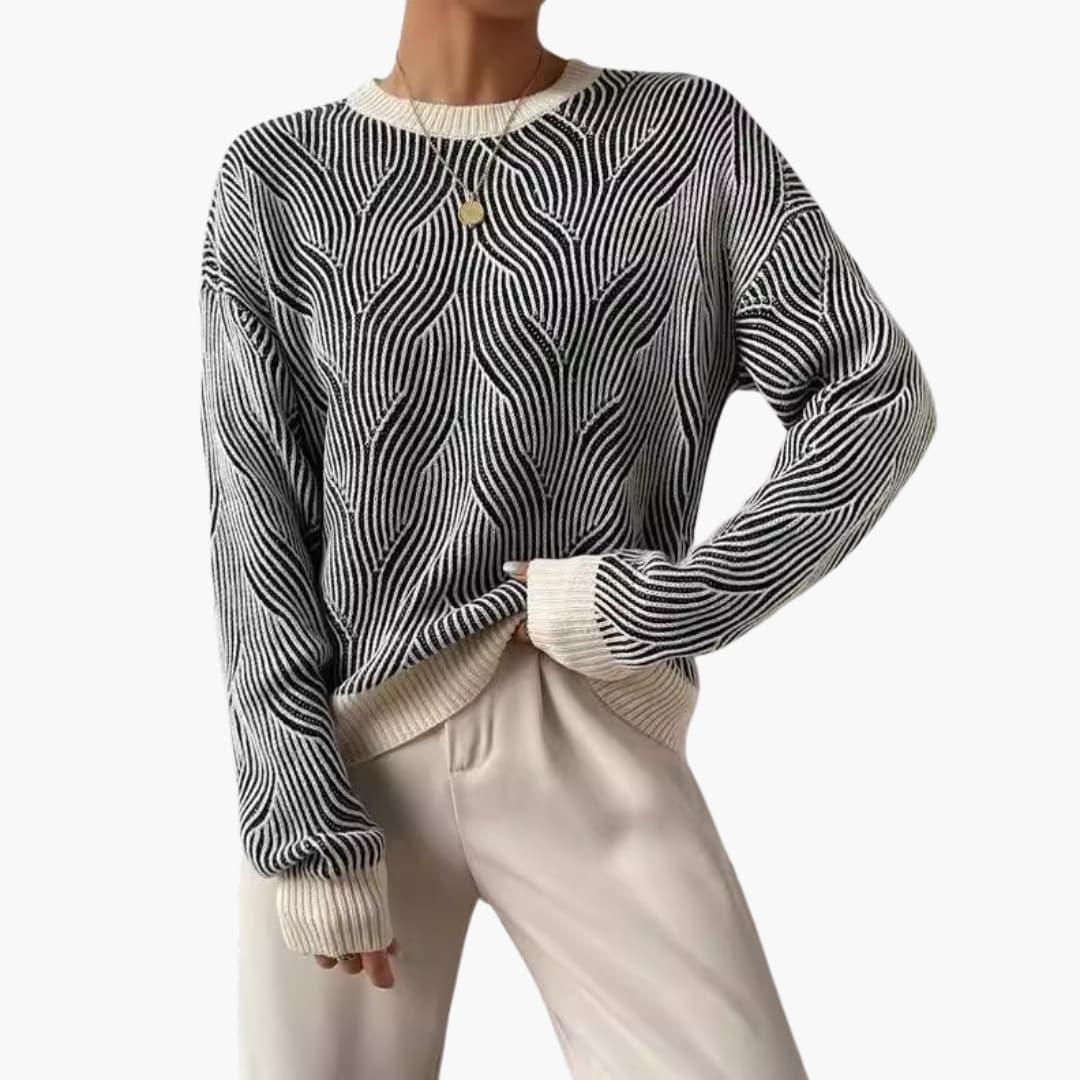 Women's Knit Sweater with Patterned Surface