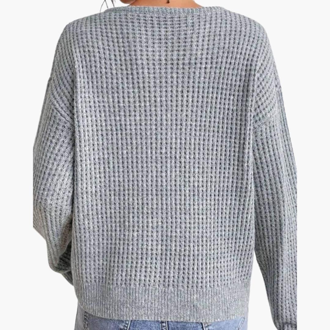 Women's Knit Sweater with Slit Neckline