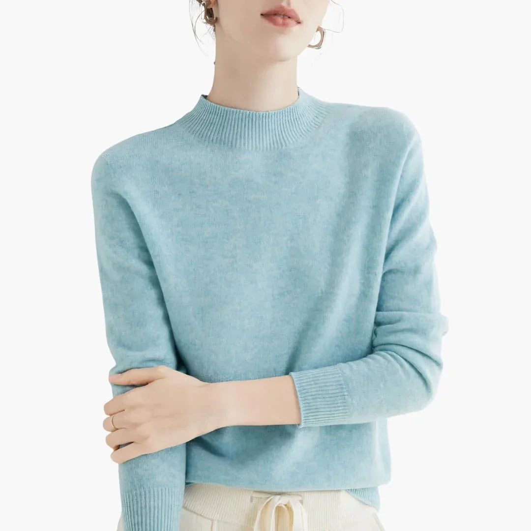 Women's Knit Sweater with Stand-Up Collar