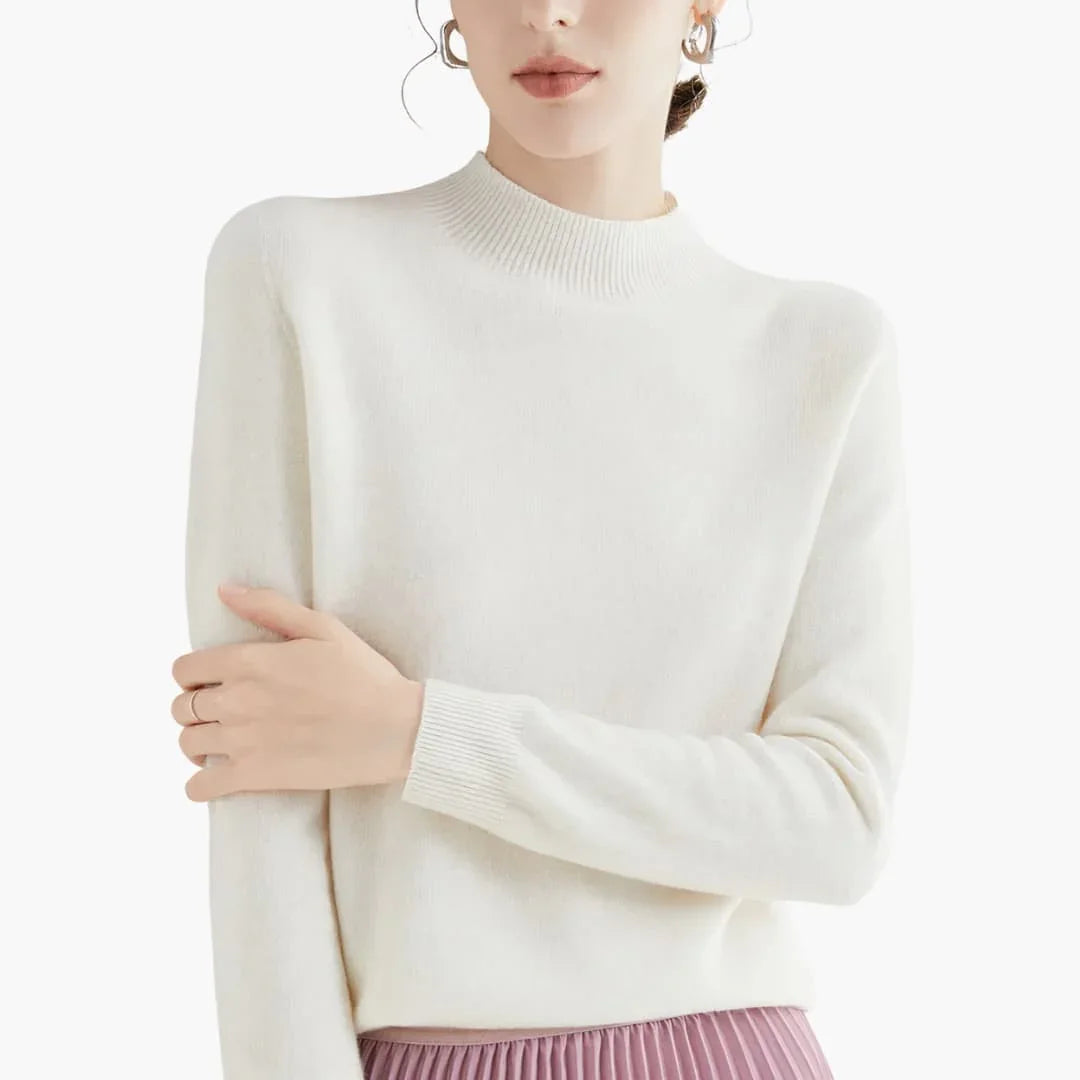 Women's Knit Sweater with Stand-Up Collar