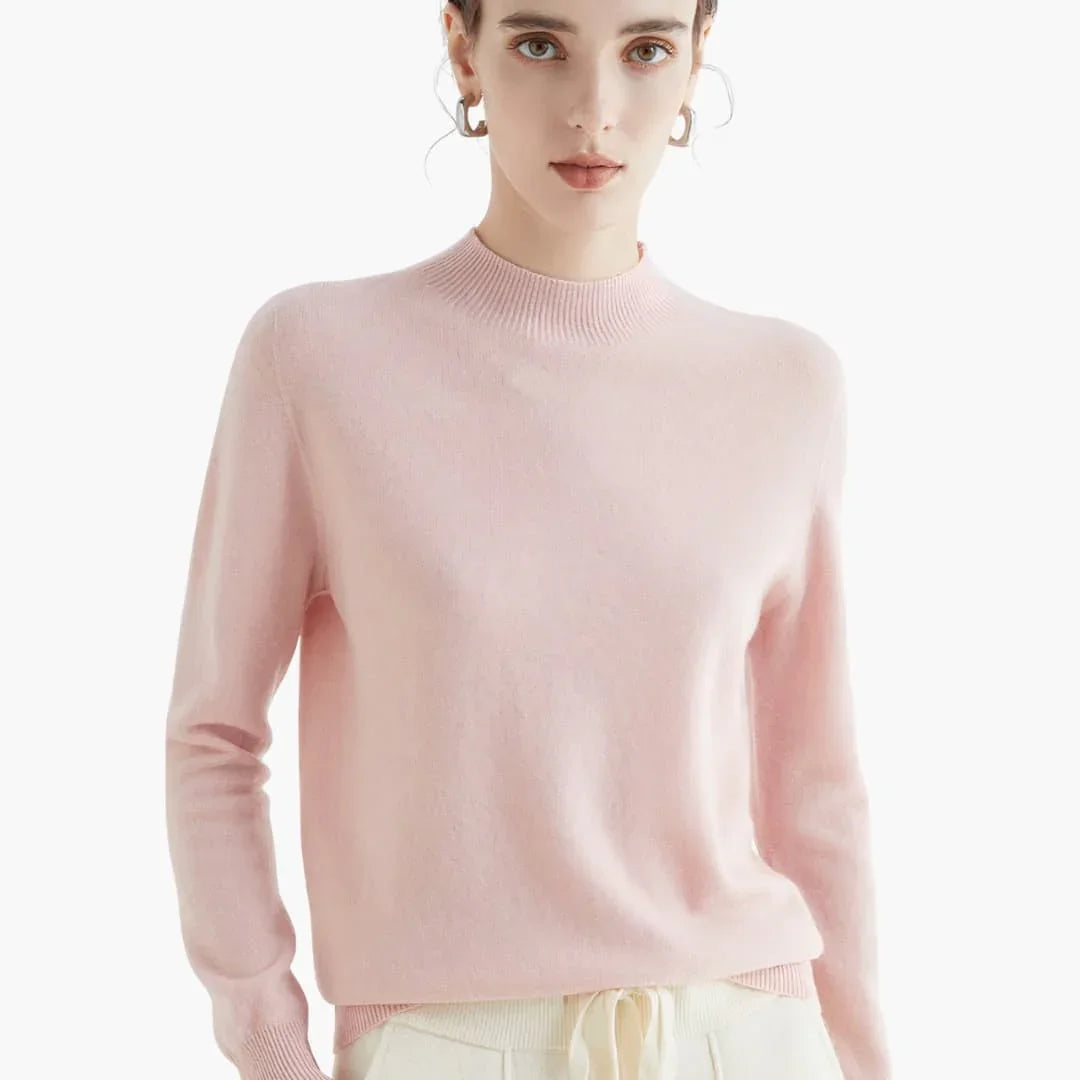 Women's Knit Sweater with Stand-Up Collar