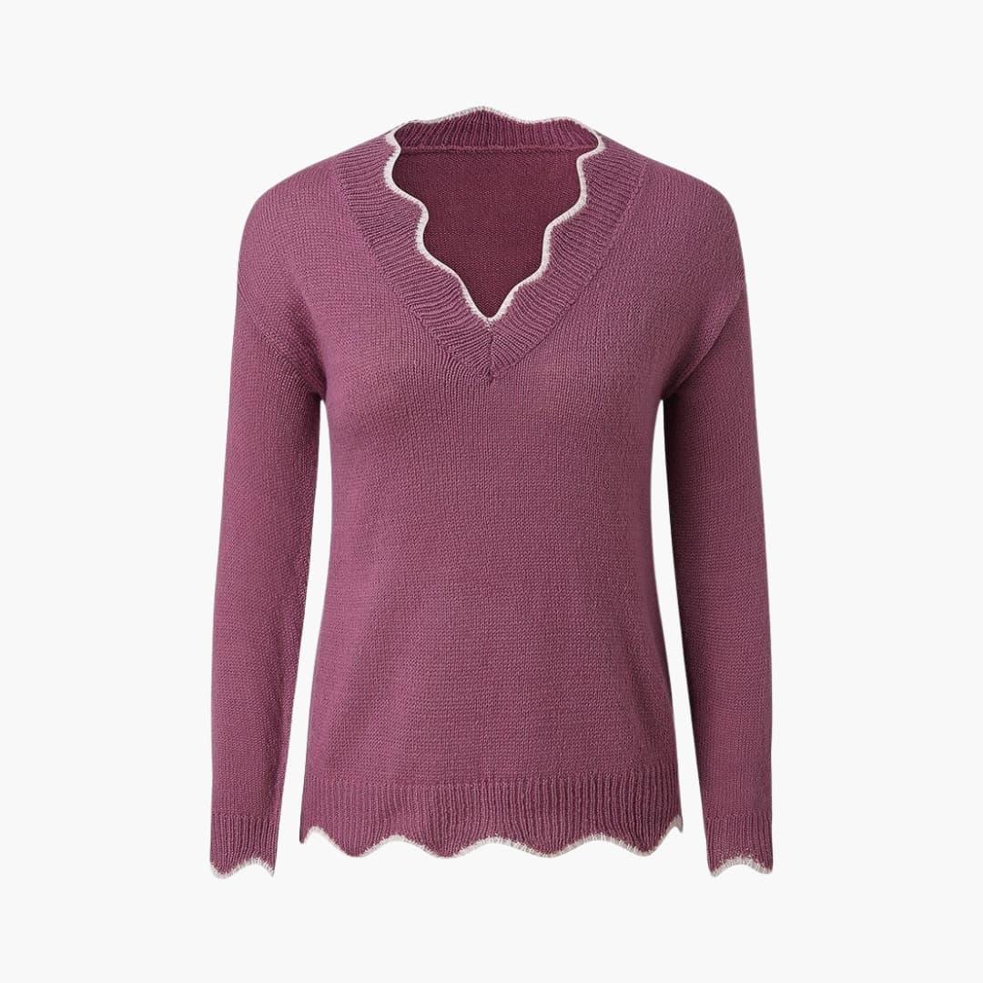 Women's Knit Sweater with Wavy Hem