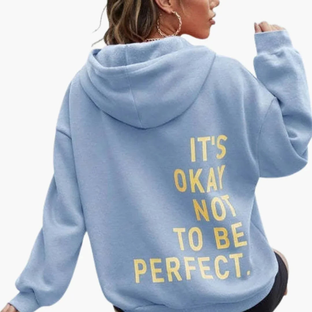 Women's Text Print Hoodie with Drawstring Hood