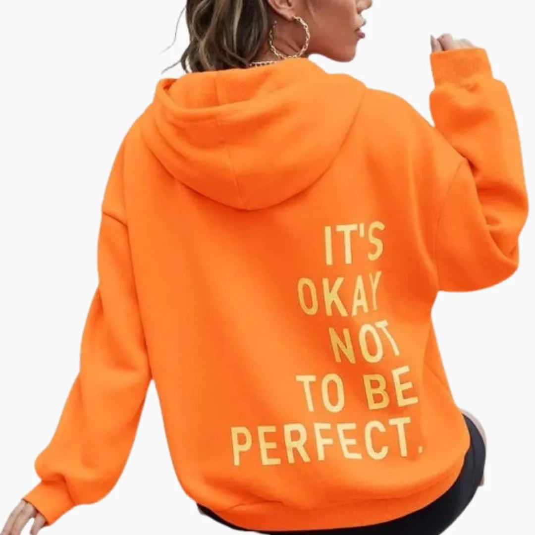 Women's Text Print Hoodie with Drawstring Hood