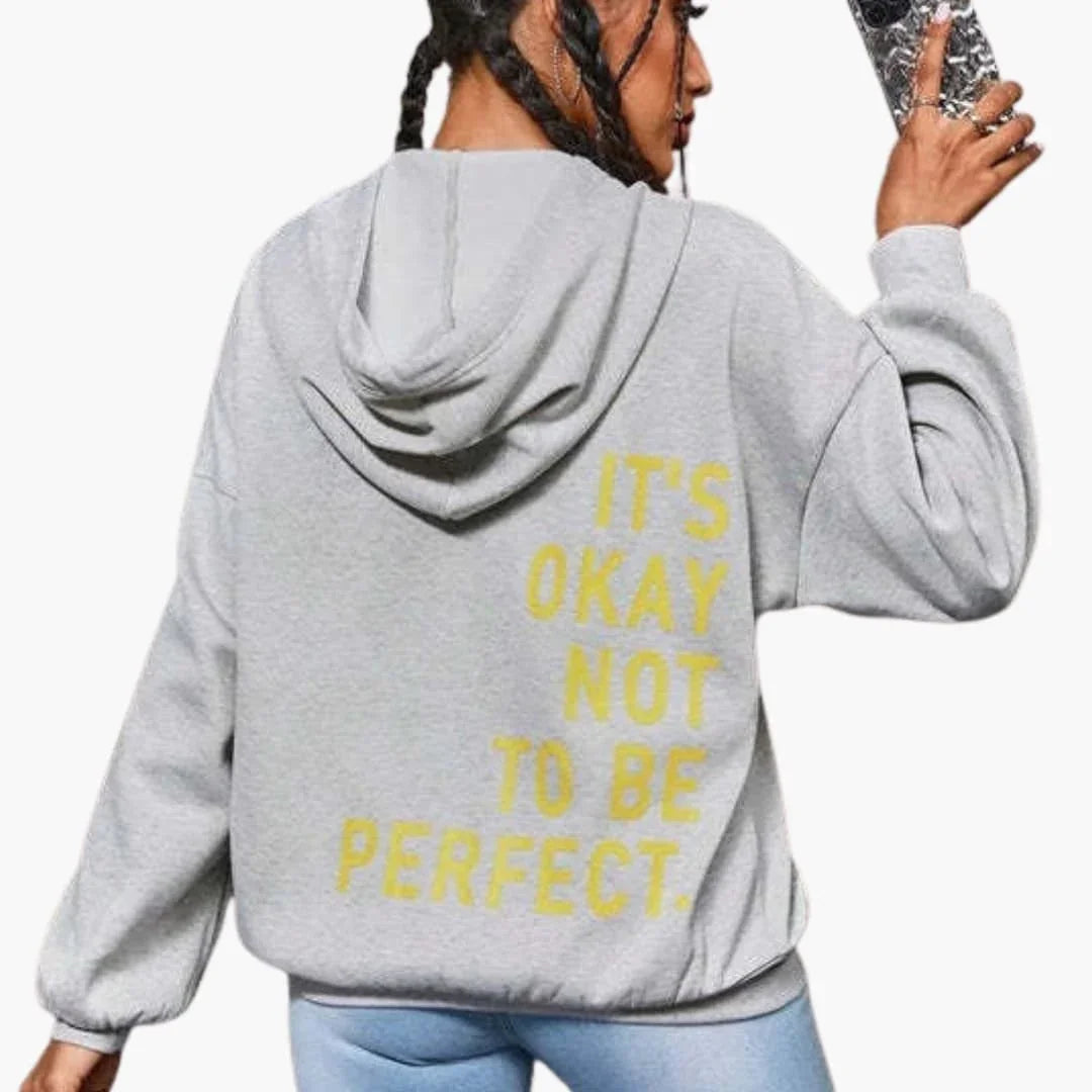 Women's Text Print Hoodie with Drawstring Hood