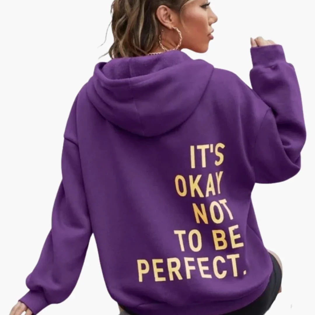 Women's Text Print Hoodie with Drawstring Hood