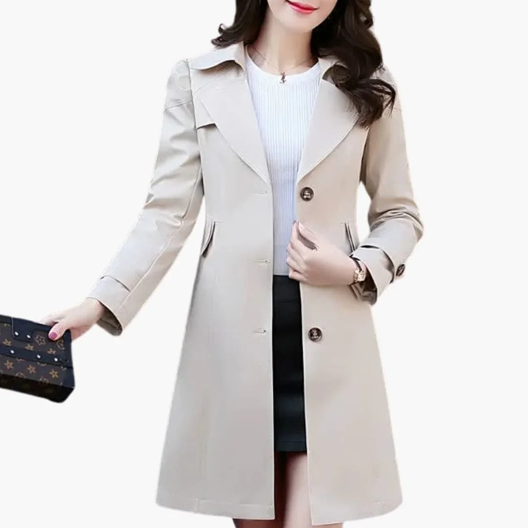 Women���s Trench Coat with Notch Collar
