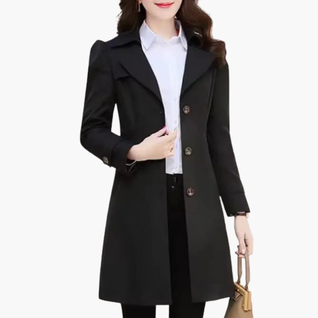Women���s Trench Coat with Notch Collar