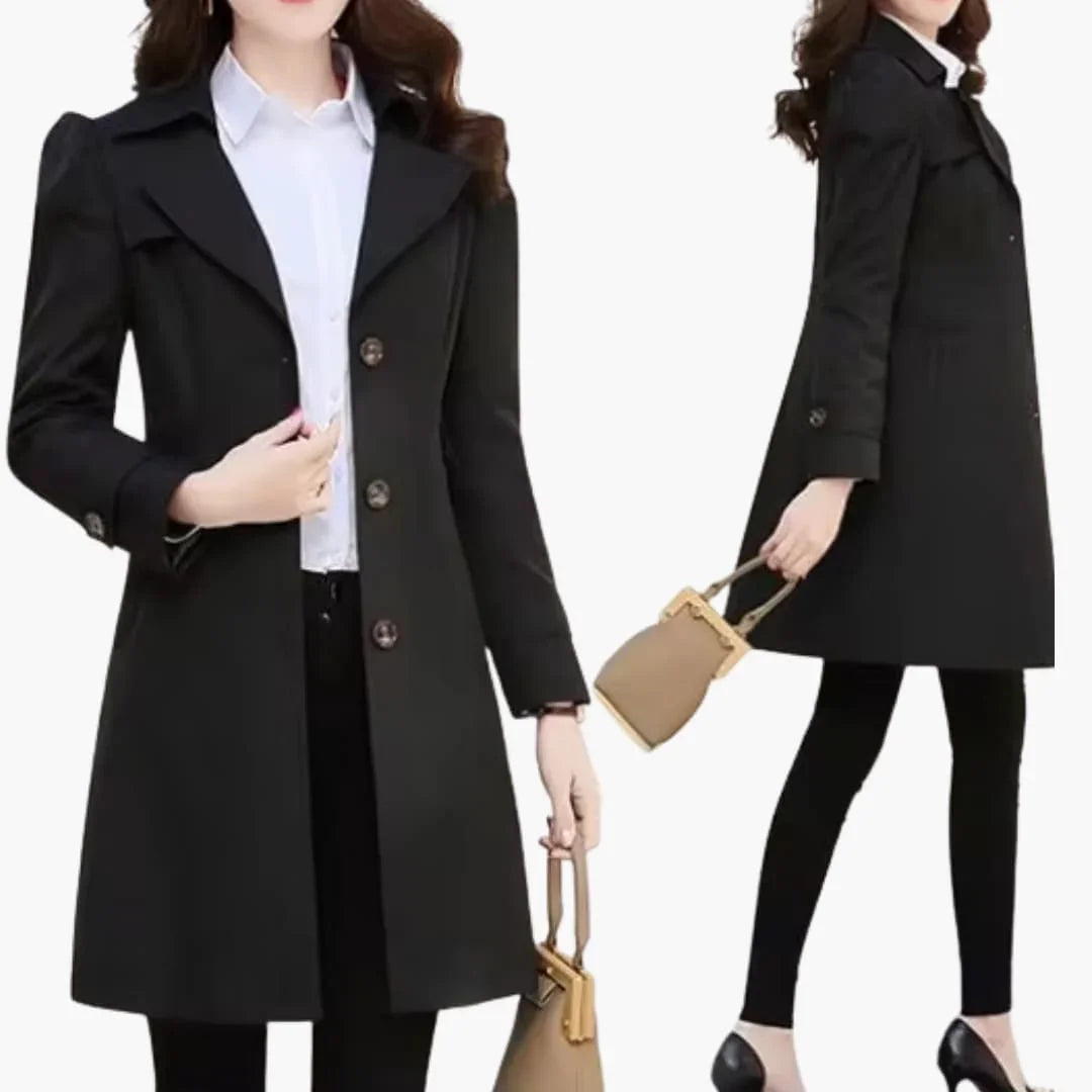Women���s Trench Coat with Notch Collar