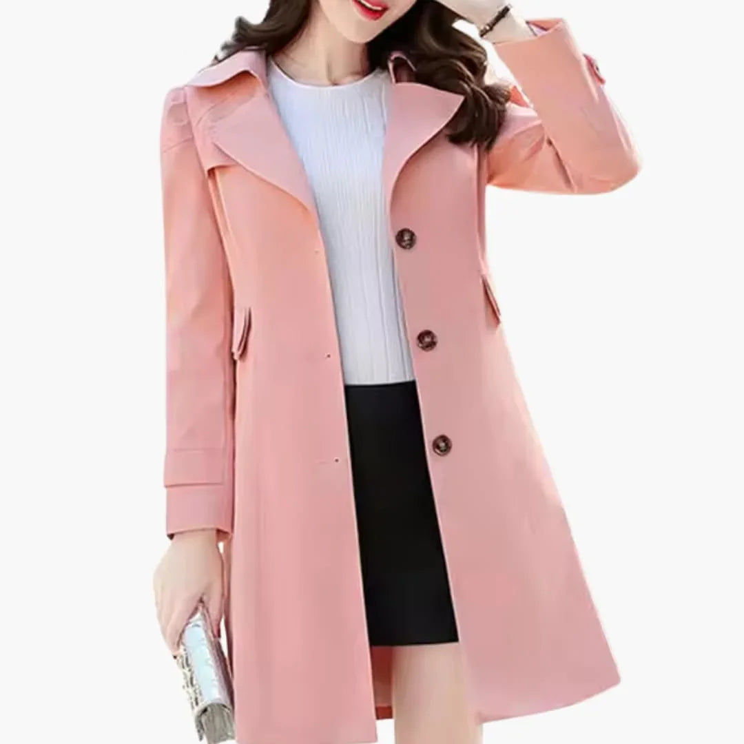 Women���s Trench Coat with Notch Collar